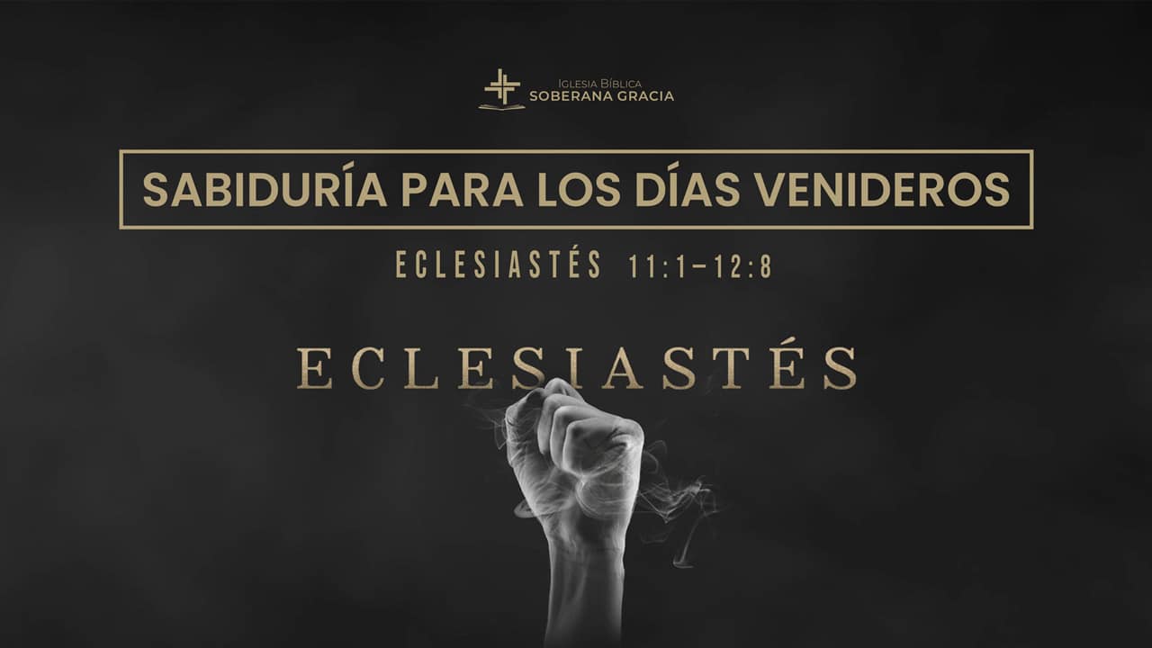 imagen de una mano empuñada como sosteniendo aire, con la palabra sabiduría para los días venideros, junto a la cita bíblica de Eclesiastés 11:1 - 12:8
